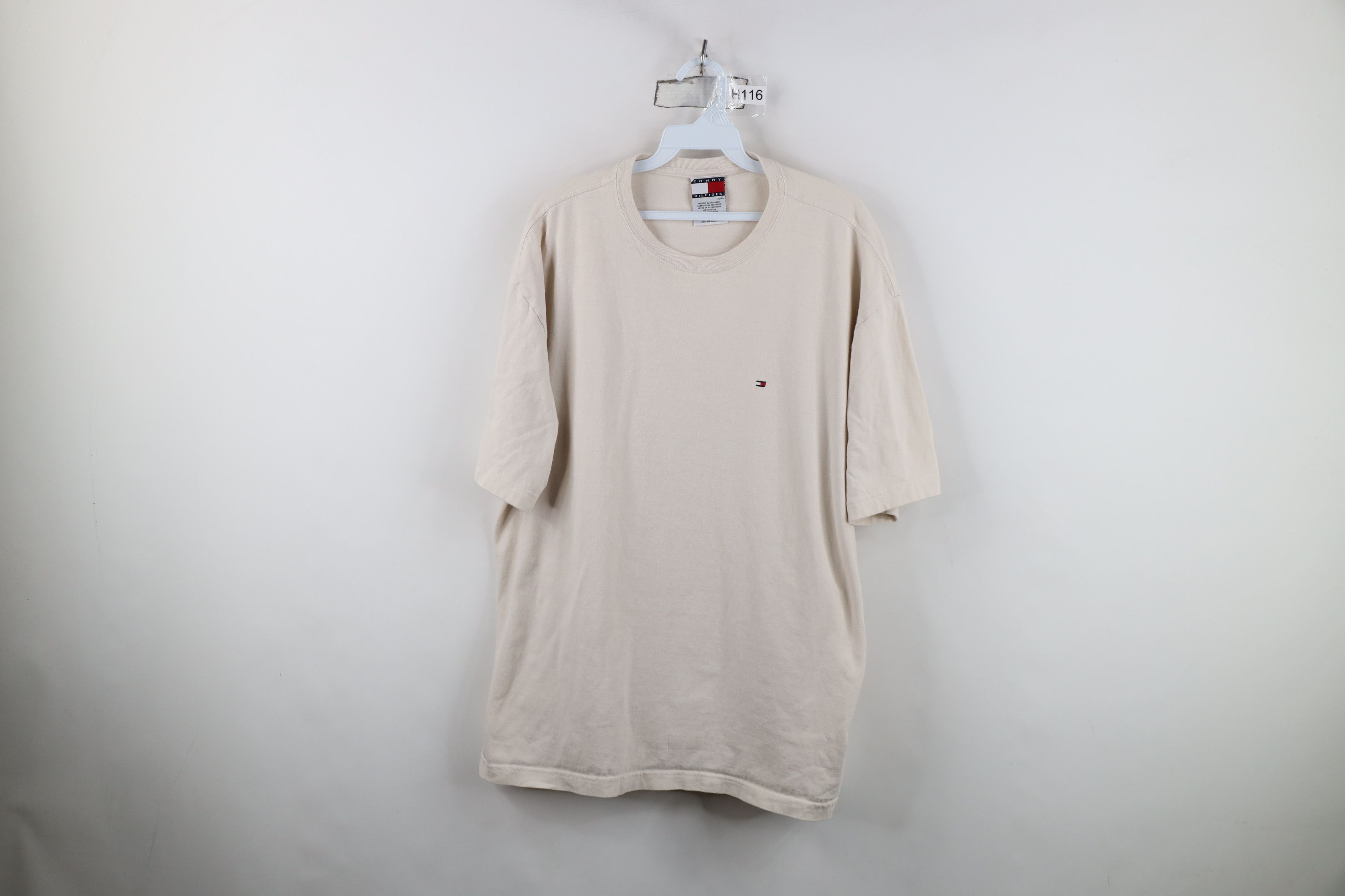 Tommy Hilfiger Vintage Y2K 2005 Tommy Hilfiger Cotton T-Shirt Beige Size US XL / EU 56 / 4 - 1 Thumbnail