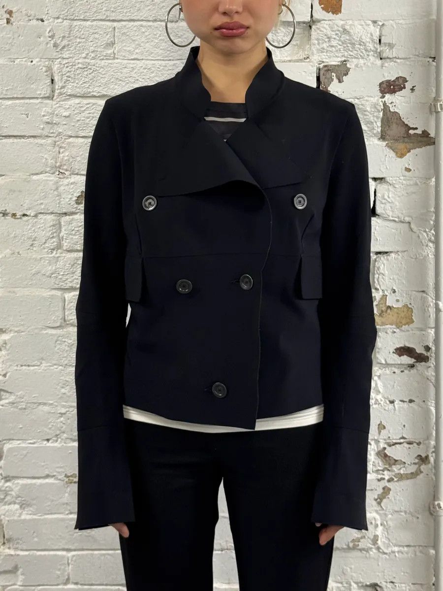 Marithe + Francois Girbaud 1990s Marithé + François Girbaud Oversized Collar Black Blazer Size S / US 4 / IT 40 - 2 Thumbnail
