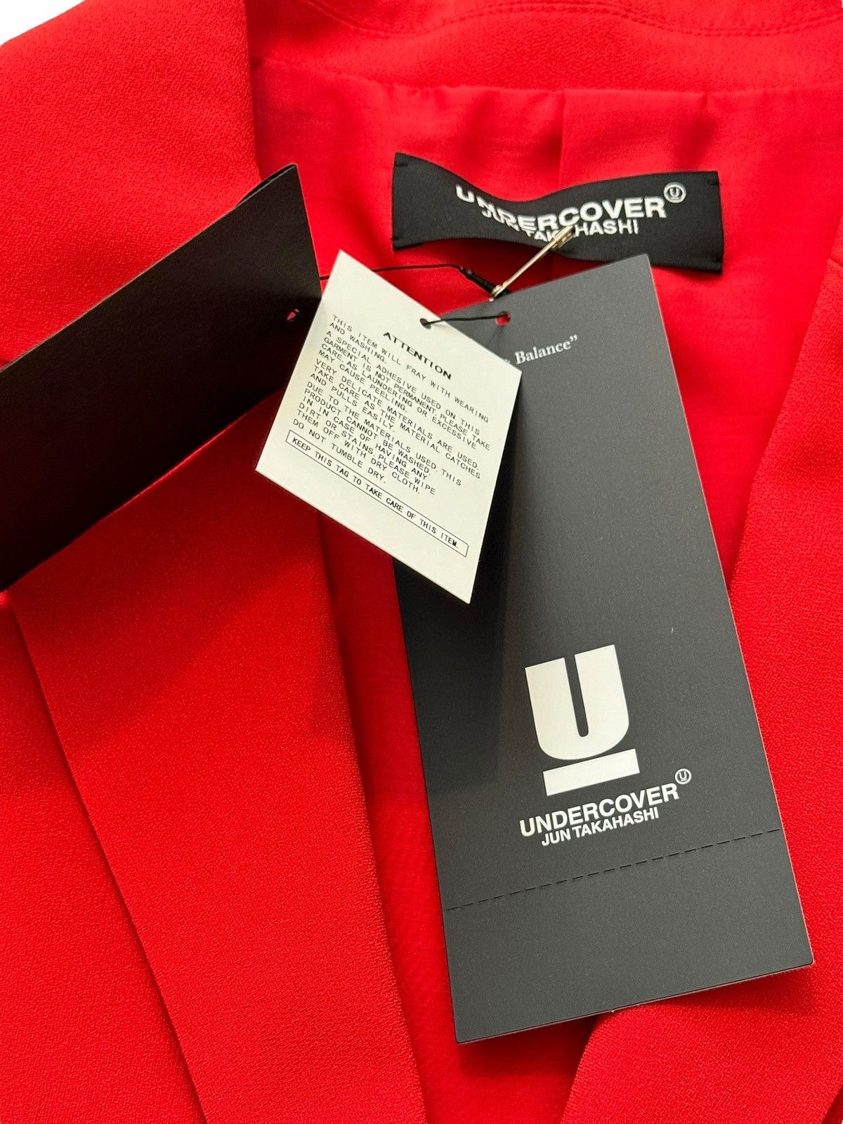 Undercover (Sz 1) $1,140 Silk Acetate Split Deconstructed Red Blazer Size S / US 4 / IT 40 - 11 Thumbnail