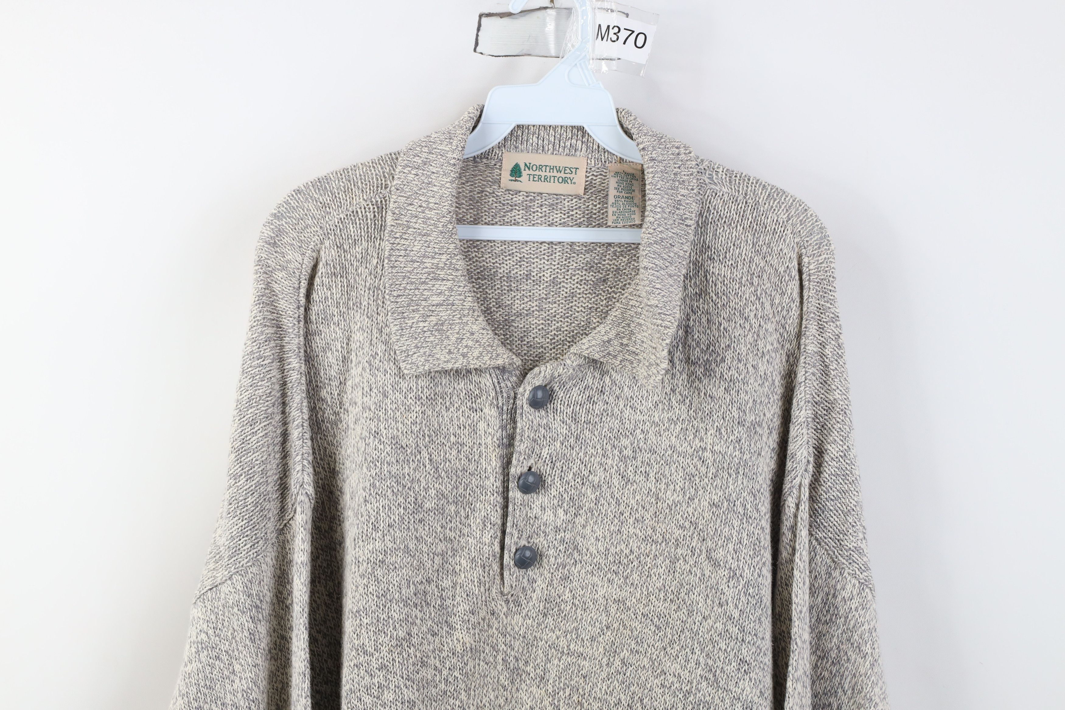Vintage Vintage 90s Streetwear Cotton Knit Collared Sweater Gray Size US L / EU 52-54 / 3 - 2 Thumbnail