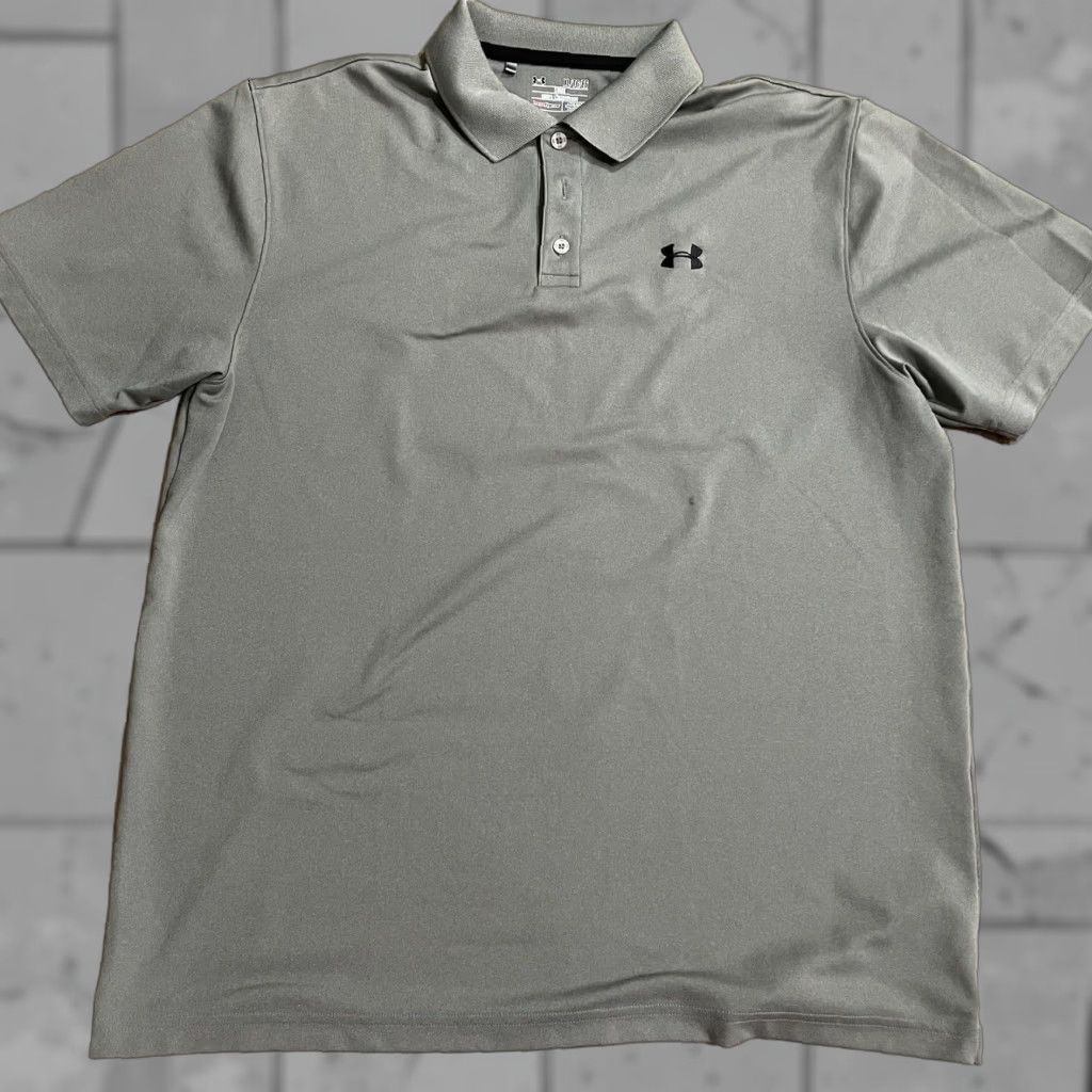 Under Armour VINTAGE Under Armour HeatGear Polo Shirt Mens XL Gray Size US XL / EU 56 / 4 - 1 Thumbnail