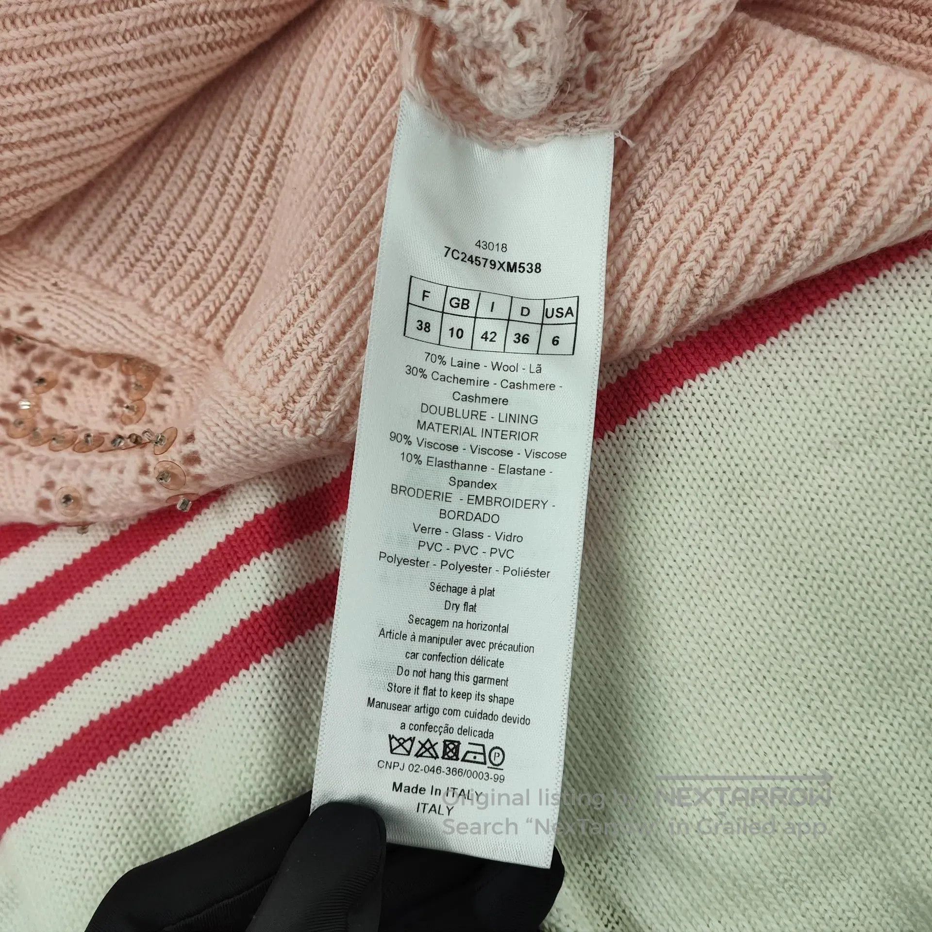 Dior Dior Pink Sequined Heavy Wool Openwork Knit Long Sleeve To Size XS / US 0-2 / IT 36-38 - 4 Thumbnail