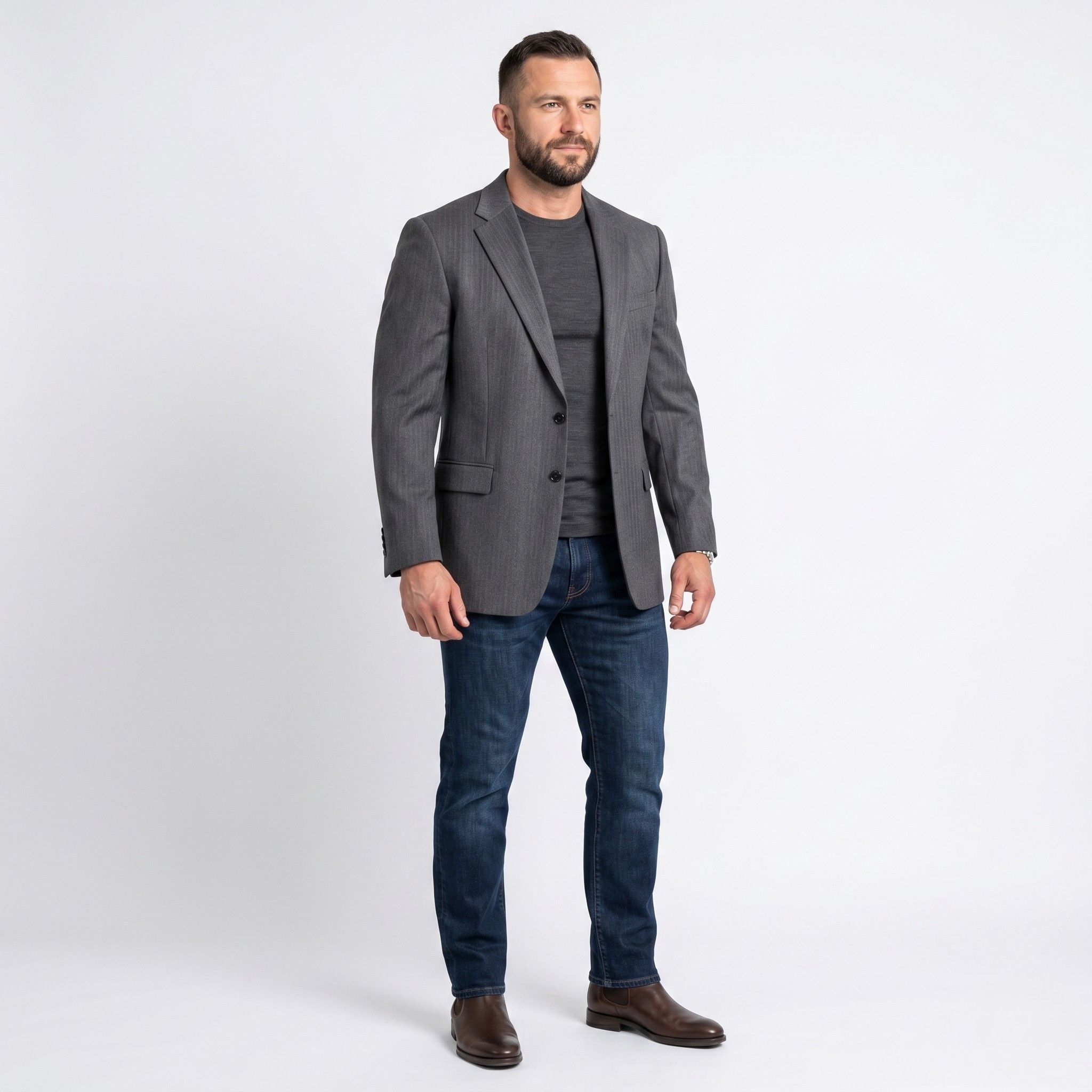 Jaeger Jaeger Men 42 Blazer Charcoal 100% Wool 10591 Size 42R - 1 Thumbnail