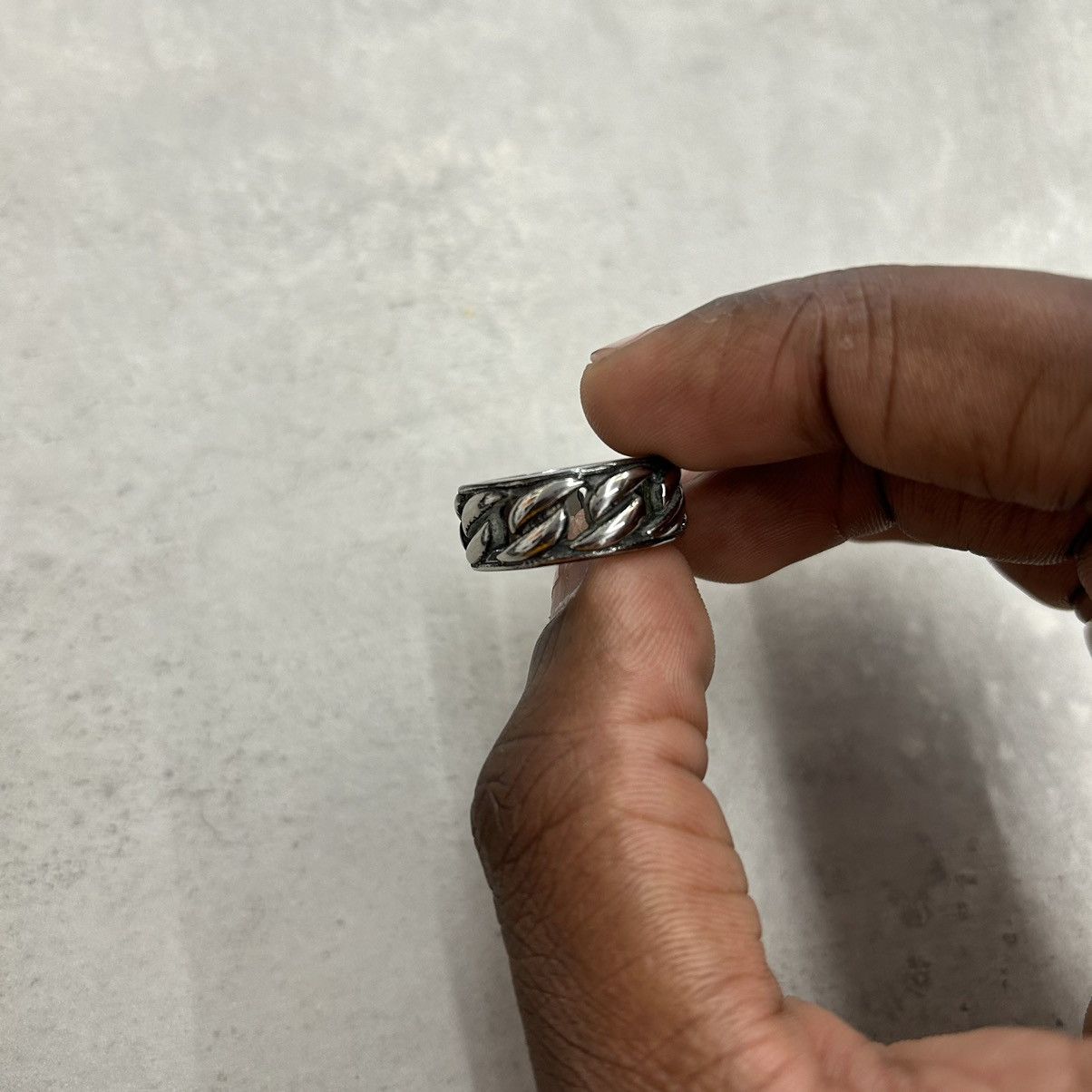 Japanese Brand × Vintage Vintage 90s Y2K style Cuban link grunge hiphop silver ring Size ONE SIZE - 2 Thumbnail