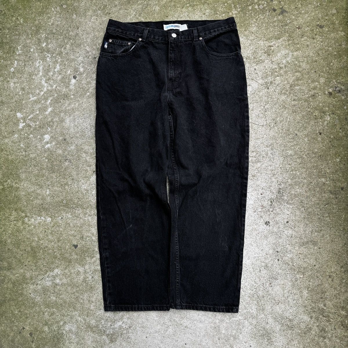 Vintage Y2K Baggy Wide Leg Black Denim Skater Jeans Size 34" / US 12 / IT 48 - 1 Thumbnail