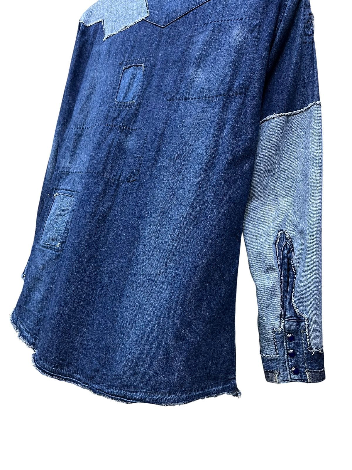 Blue Blue Japan Blue Blue Japan Boro Patchwork Denim Pearl Snap Shirt Size US S / EU 44-46 / 1 - 13 Thumbnail