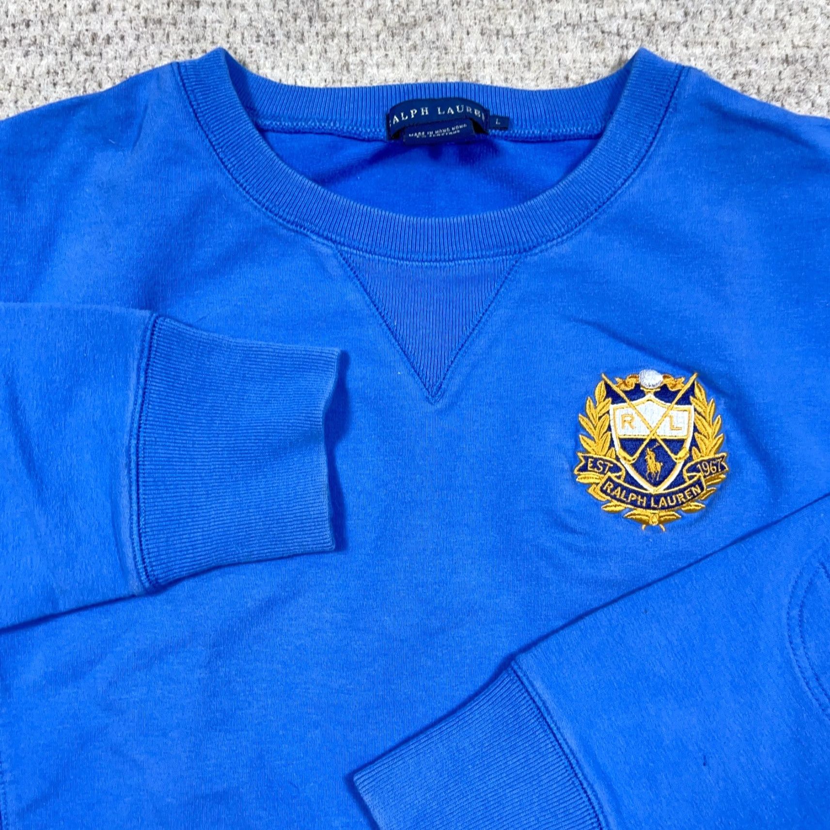 Ralph Lauren VINTAGE Ralph Lauren Sweatshirt Women Large Blue Crewneck Elbow Pad Golf Crest Shield Size L / US 10 / IT 46 - 2 Thumbnail