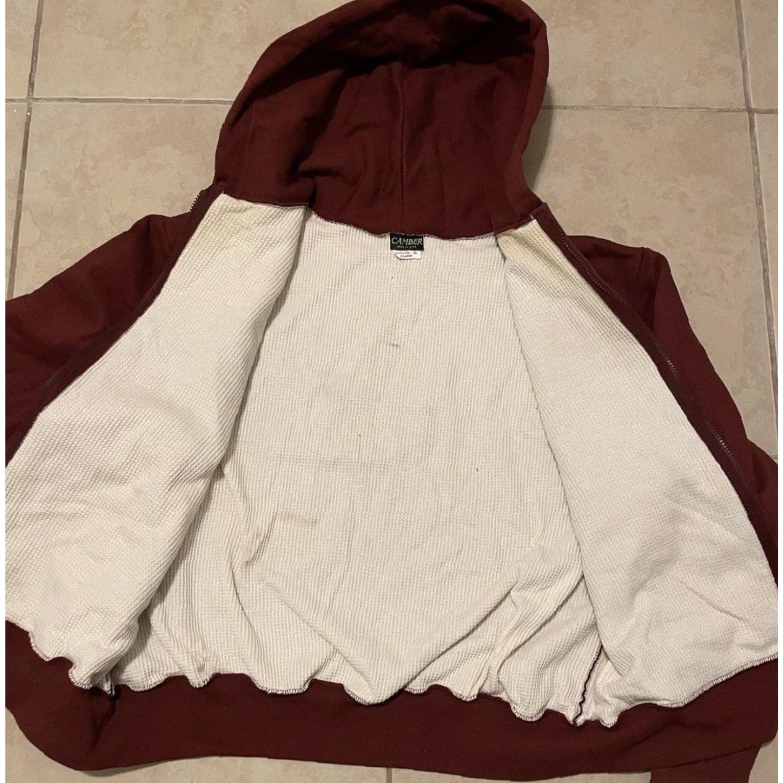 Vintage VINTAGE Camber 90s Faded Waffle Lined Thermal Zip Hoodie XL Red USA Trucker Grunge 80s Shirt Men Mens Size US XL / EU 56 / 4 - 5 Thumbnail
