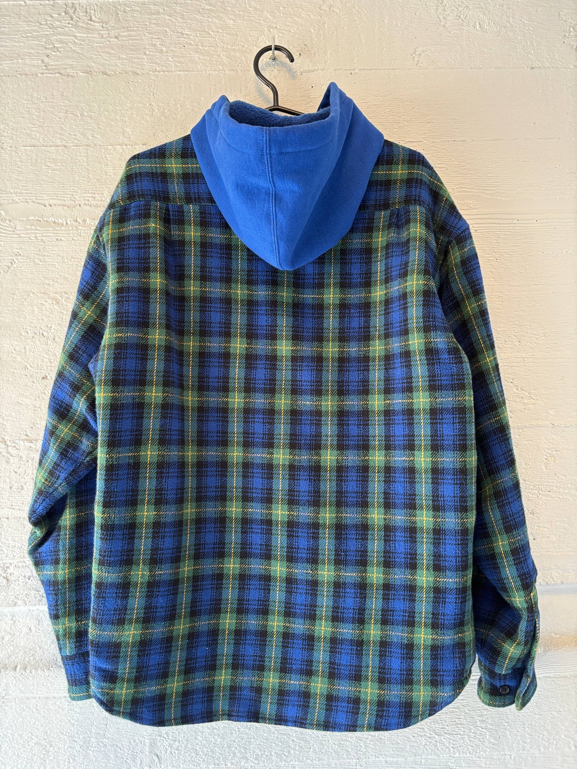 Supreme Supreme Tartan Flannel Hooded Shirt blue/green Size US M / EU 48-50 / 2 - 4 Thumbnail