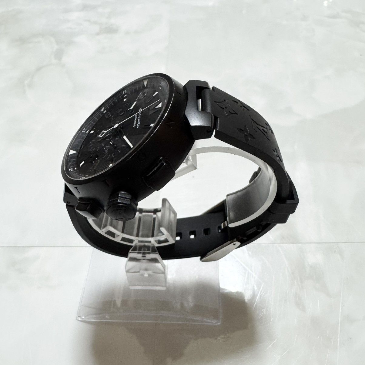 Louis Vuitton Authentic Louis Vuitton Tambour Black TO4139 Q1A62 Monogram Size ONE SIZE - 11 Thumbnail