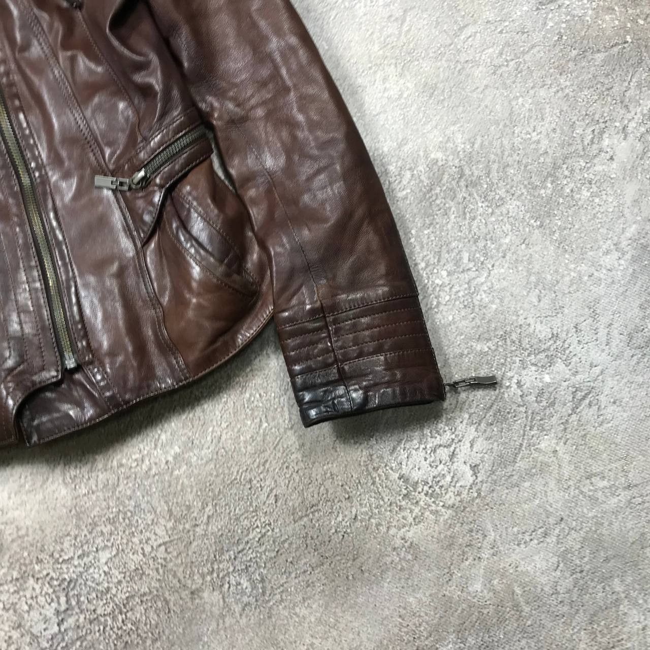 Vintage Vintage Y2K Brown Leather Jacket Streetwear Grunge Slim M Size M / US 6-8 / IT 42-44 - 5 Thumbnail