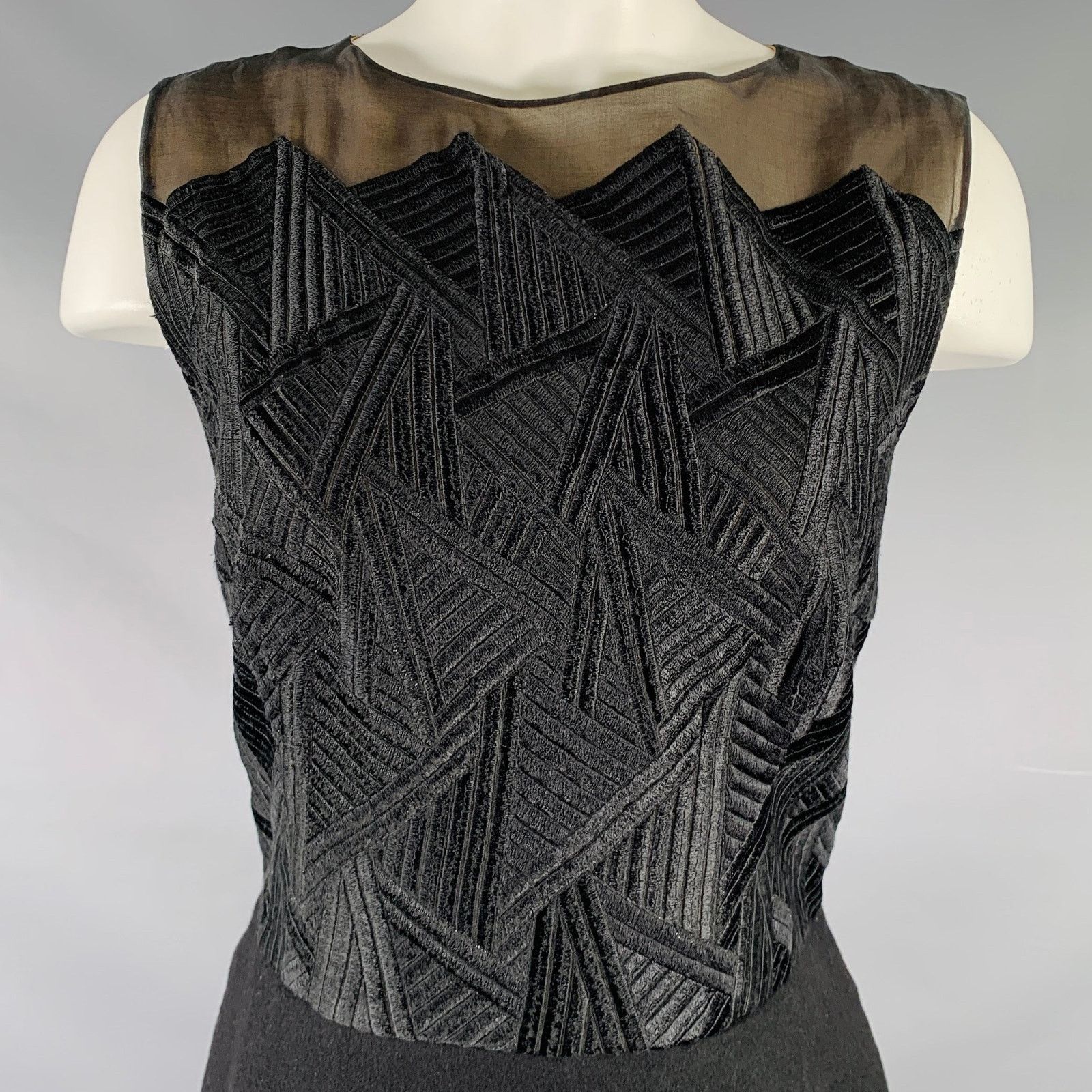 Akris AKRIS Size 8 Black Silk Cashmere Sleeveless Below Knee Dress Size M / US 6-8 / IT 42-44 - 2 Thumbnail