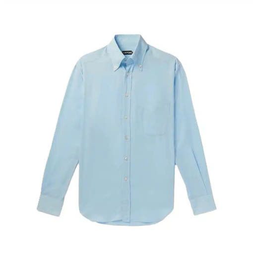 Tom Ford o1sm1stk0725 Silk Dress Crepe Fluid Shirt in Sky Blue Size US M / EU 48-50 / 2 - 1 Preview