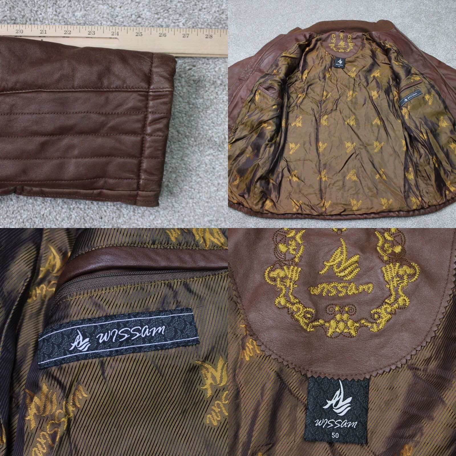 Vintage Al Wissam Leather Jacket Mens 50 Brown Full Zip Lined Pockets Coat Jacket Size US M / EU 48-50 / 2 - 8 Thumbnail
