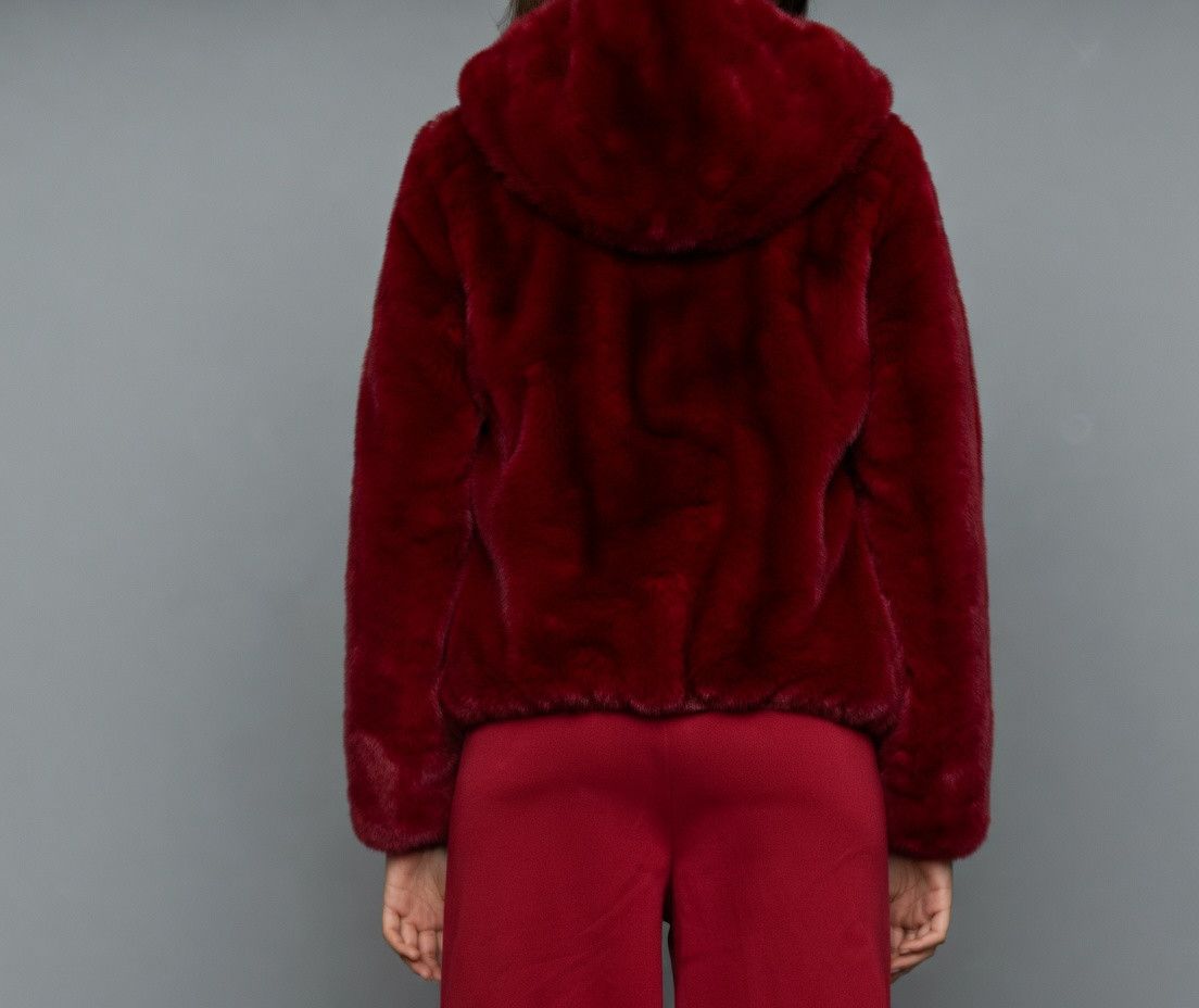 Maje MAJE Burgundy Faux Fur Jacket Size EU 36 Size S / US 4 / IT 40 - 2 Thumbnail