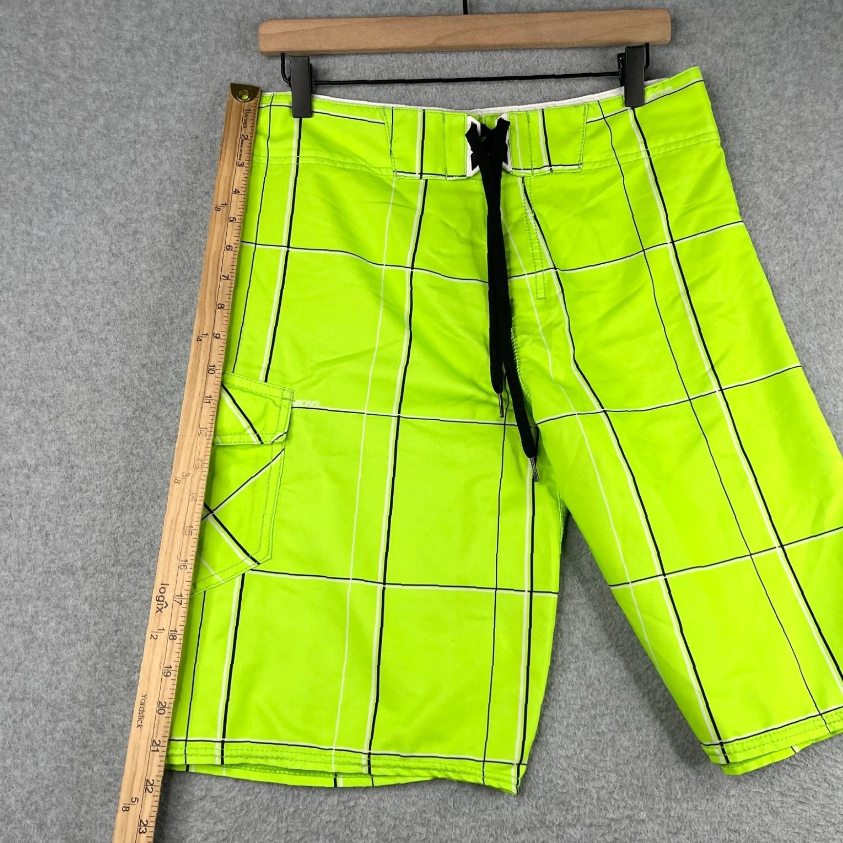 Billabong Billabong Mens Board Shorts 31 Neon Green Check Swim Trunks Bathing Suit Green Mens Board Shorts 31 Beach Surfing Size US 31 - 4 Thumbnail