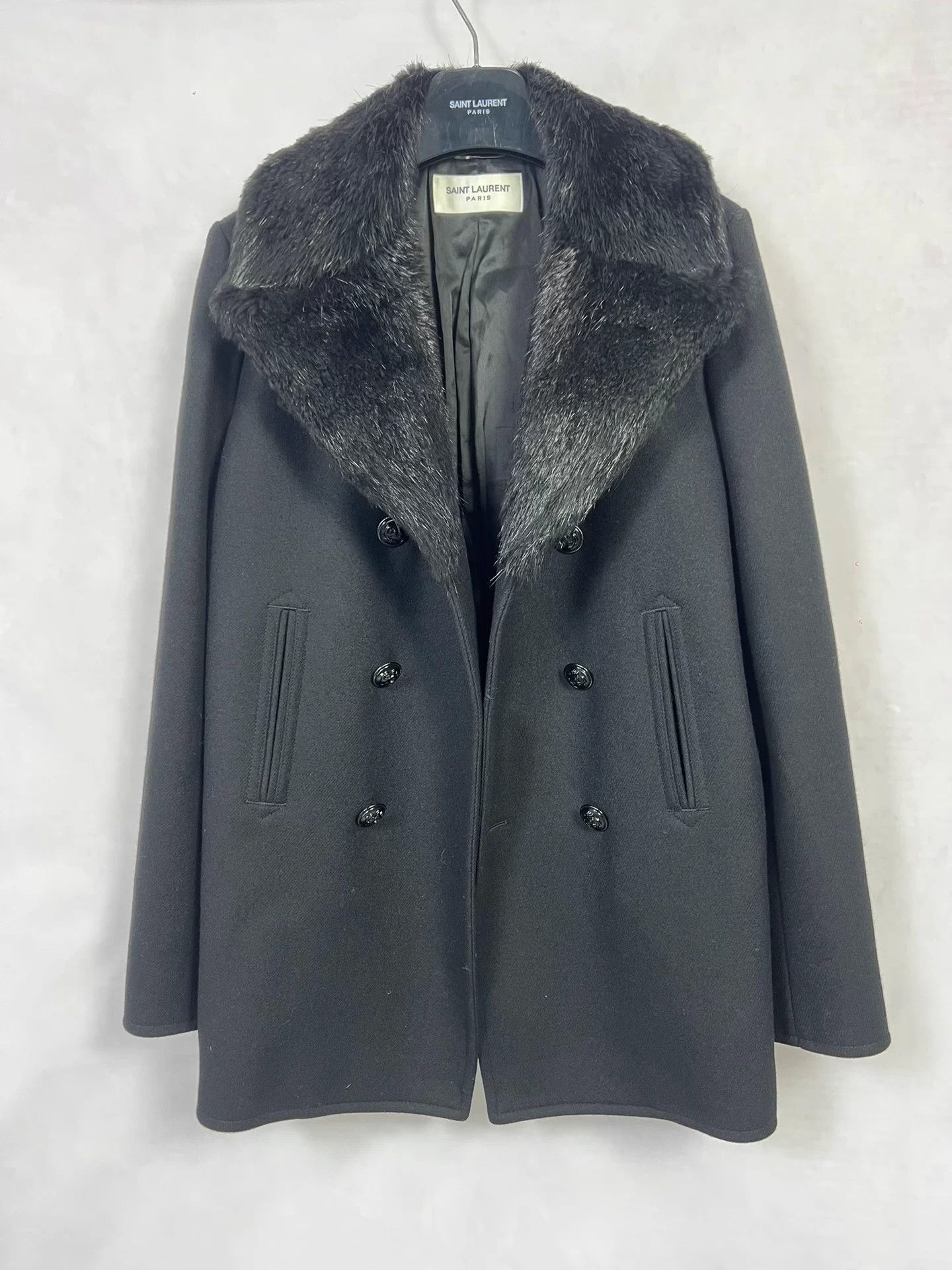 Saint Laurent Paris SLP 16FW Black Anchor DB Wool Fur Collar Men's 50 Size US M / EU 48-50 / 2 - 2 Thumbnail