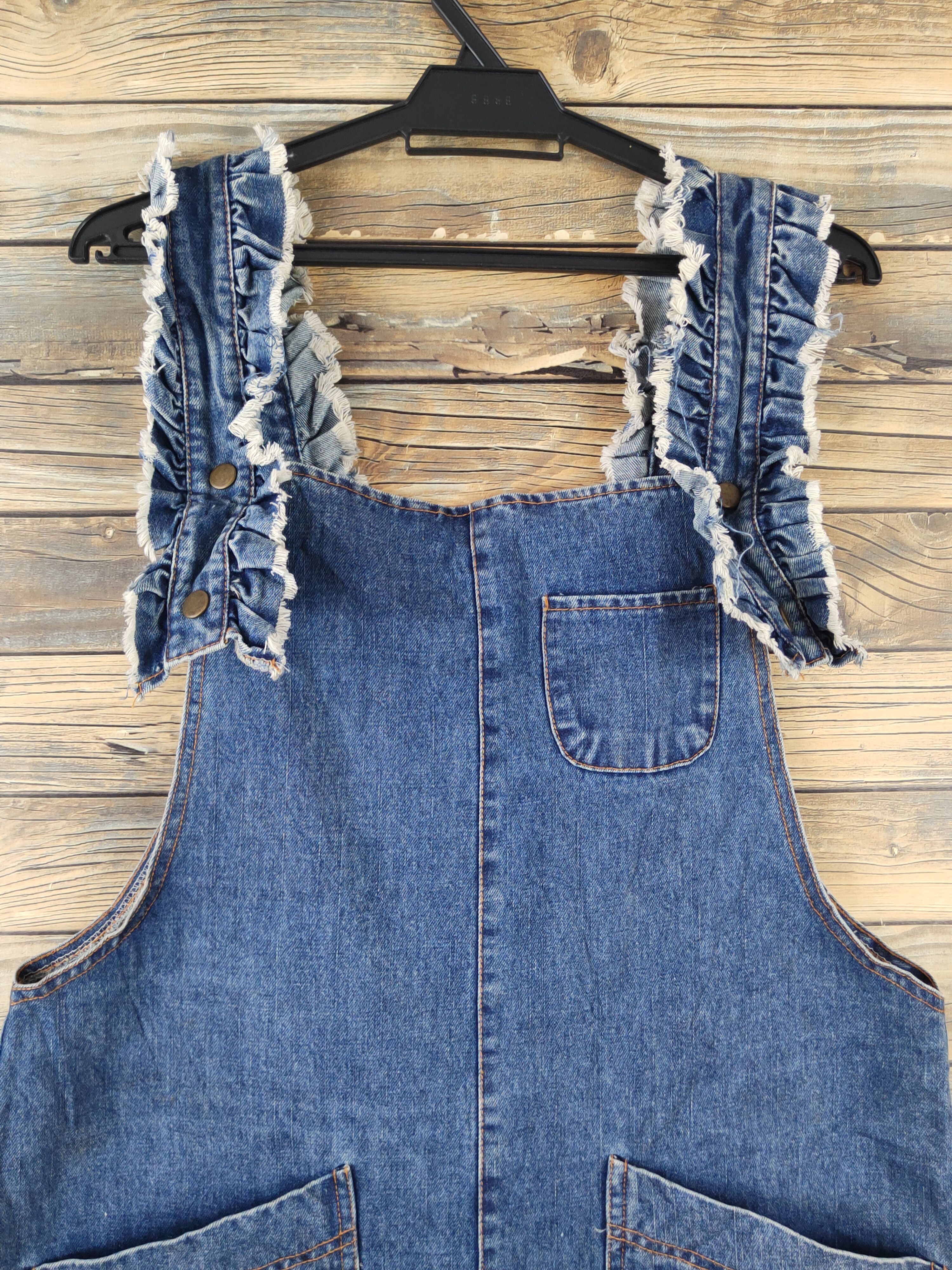 Japanese Brand × Vintage Vintage Nanawinner Blue Denim Shortall Jumpsuits Size 39" - 9 Thumbnail