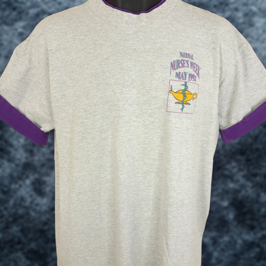 Vintage VINTAGE Signal National Nurses Week T Shirt Mens Size Large Gray 90s Made In USA Size US L / EU 52-54 / 3 - 1 Thumbnail