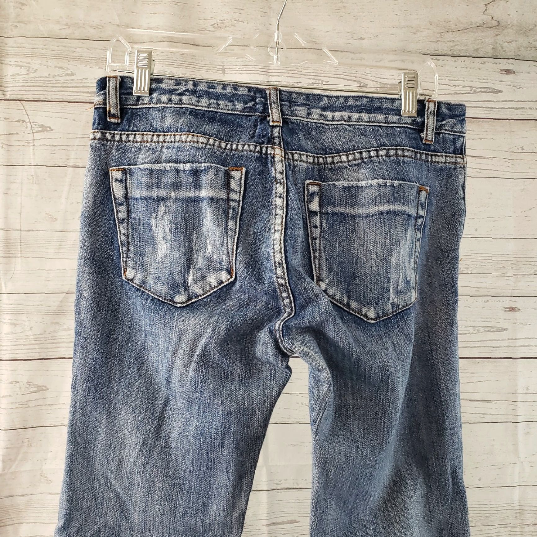 Vintage Tobi Womens Distressed Cropped Jeans Sz 27 Blue Ankle Zip Low Rise Denim Cotton Jeans Womens 27 Distressed Cropped Ankle Zip Size 27" / US 4 / IT 40 - 5 Thumbnail