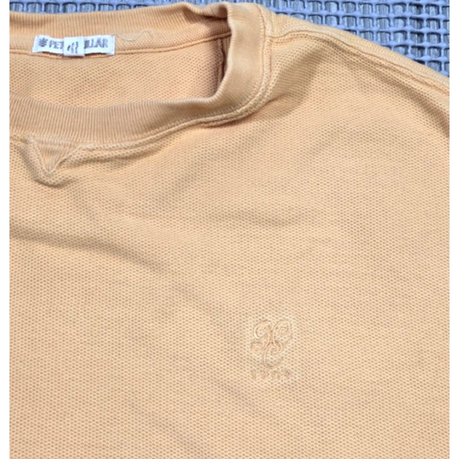 Peter Millar VINTAGE Peter Millar Pima Cotton Sweater Waffle-Knit Crew Neck Mens Orange L Lightweight (K) Size US L / EU 52-54 / 3 - 4 Thumbnail