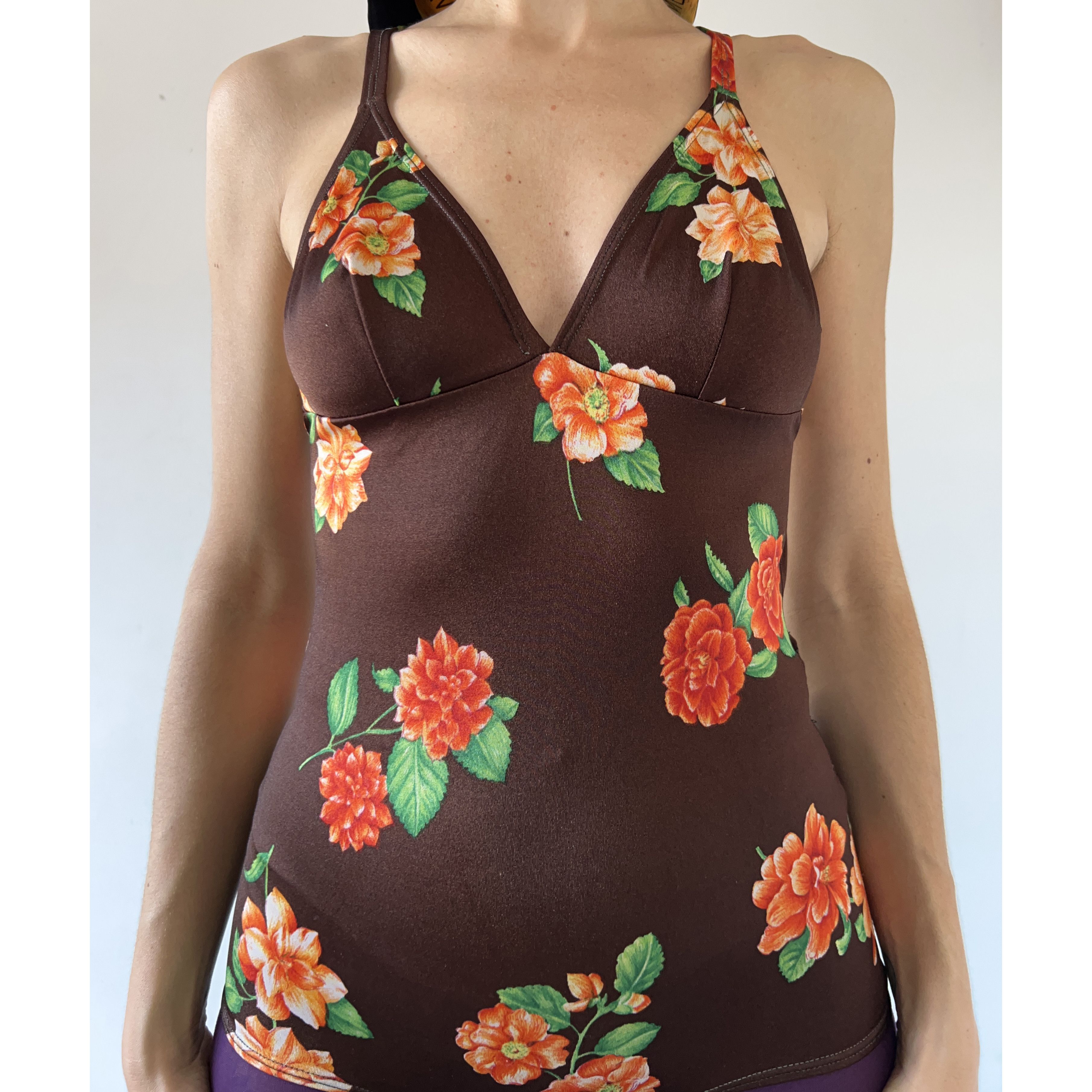 Vintage Vintage 90s Brown Floral Swimsuit Size XL / US 12-14 / IT 48-50 - 5 Thumbnail