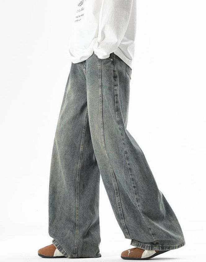 Japanese Brand American retro washed patchwork curved jeans for men Size US 32 / EU 48 - 2 Thumbnail
