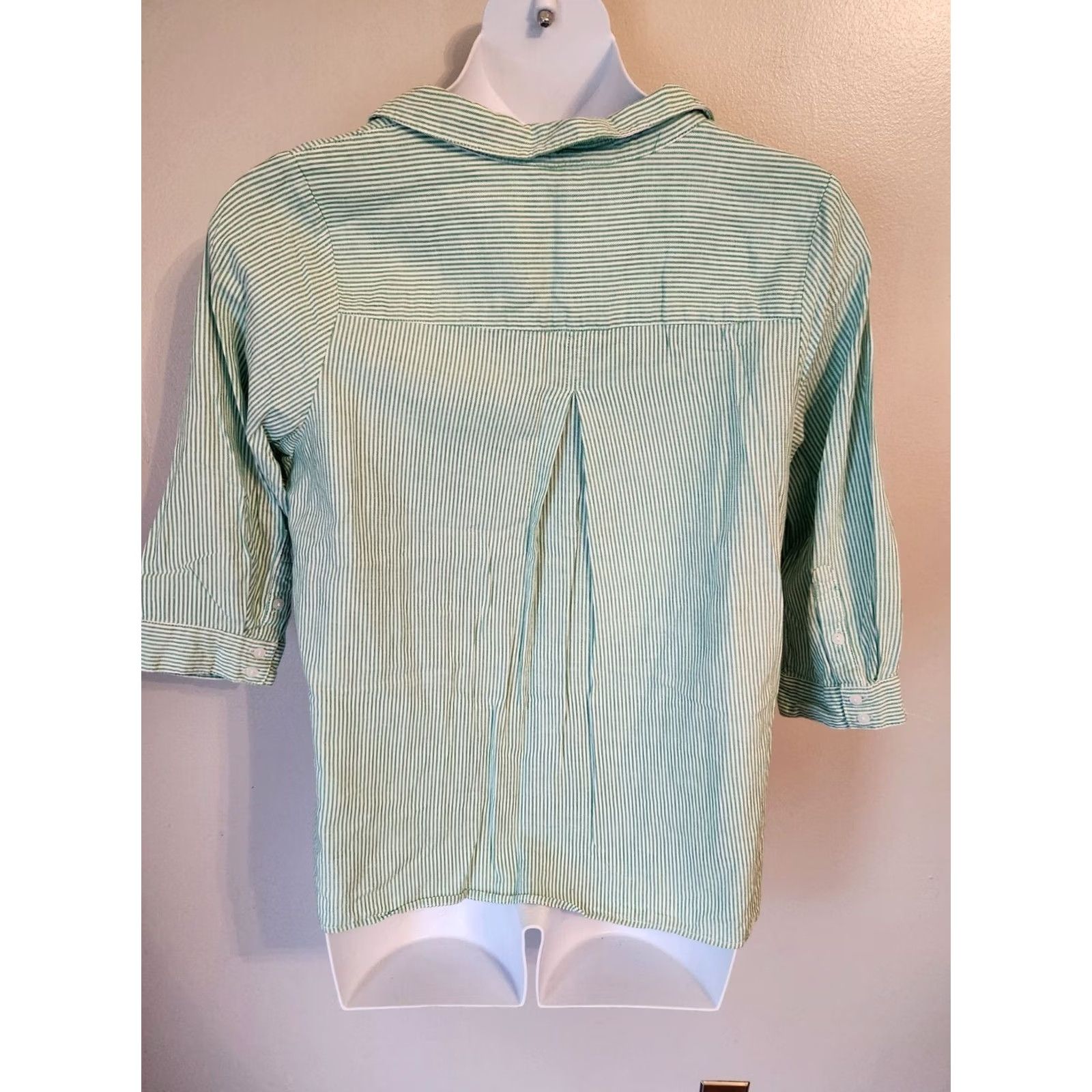 Vintage CJ Banks Green White Striped Button Up Shirt 1X Women Size XL / US 12-14 / IT 48-50 - 6 Thumbnail