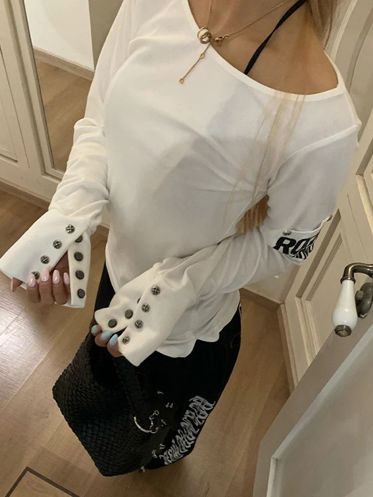 Other American Retro Print T-shirt Women Long Sleece Tops Y2k Top Size M / US 6-8 / IT 42-44 - 1 Thumbnail