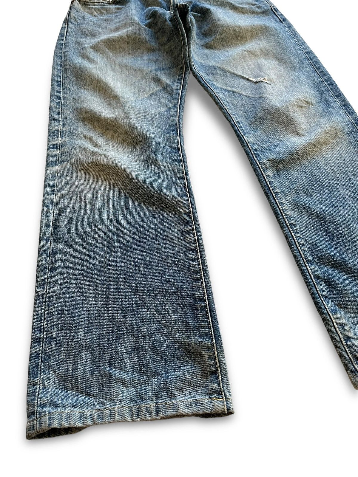 Japanese Brand Vintage Uniqlo Blue Wash Distressed Baggy Jeans 35x31 Size US 35 - 6 Thumbnail