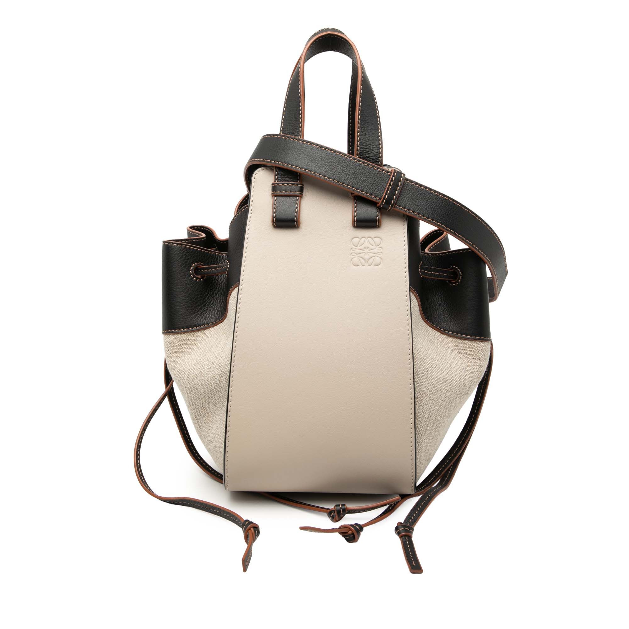 Small Leather and Canvas Hammock Bag