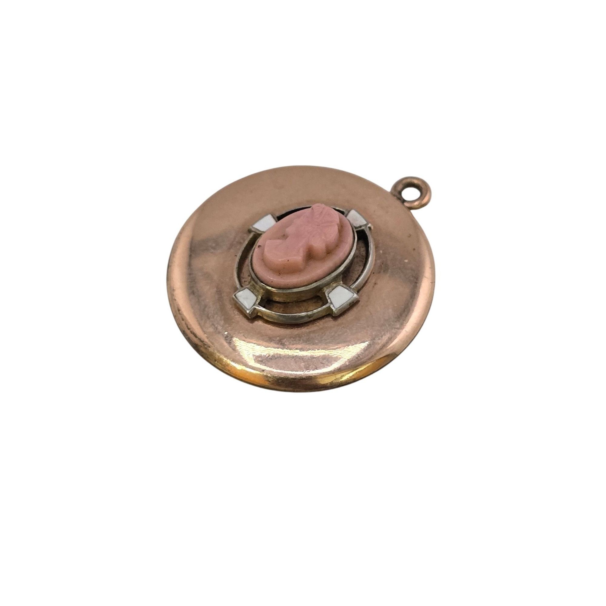 Other Antique Unique Gold Filled Raised Cameo with Enamel Locket S Size ONE SIZE - 3 Thumbnail