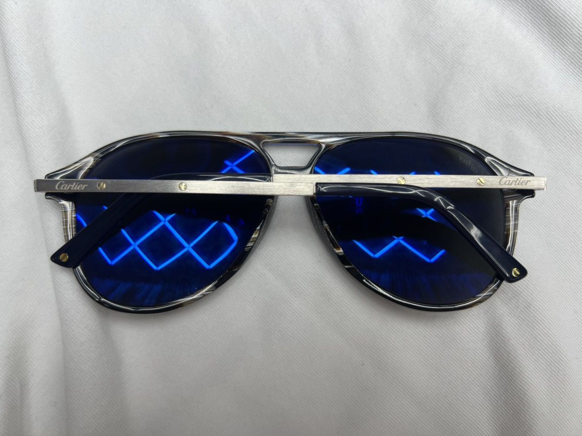 Cartier Cartier Santos de Blue Pilot Sunglasses Size ONE SIZE - 7 Thumbnail