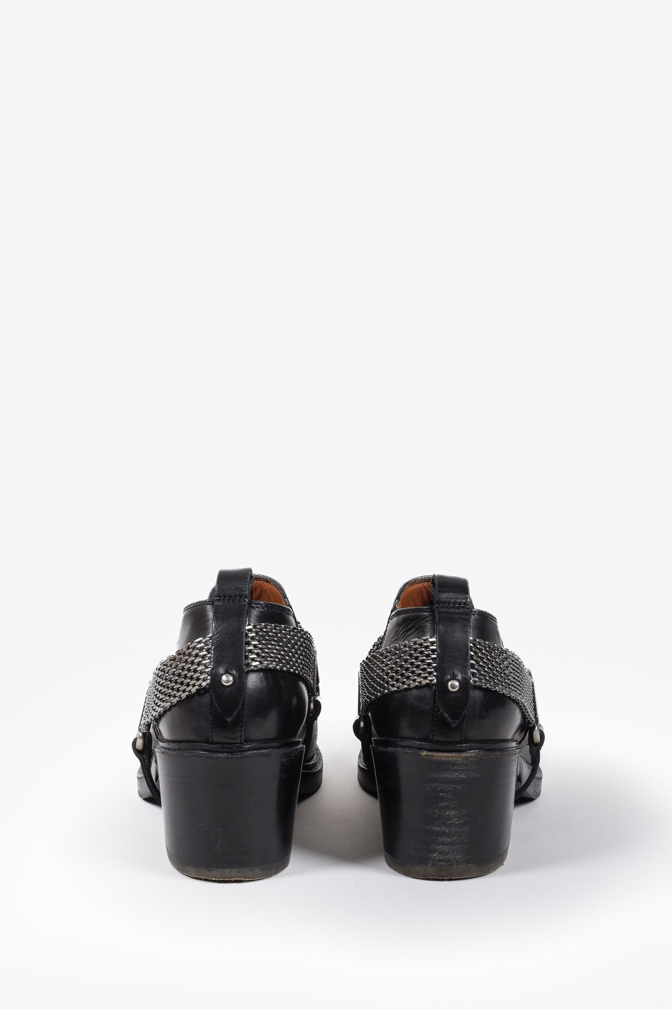 Sartore Black Leather Western Ankle Boots