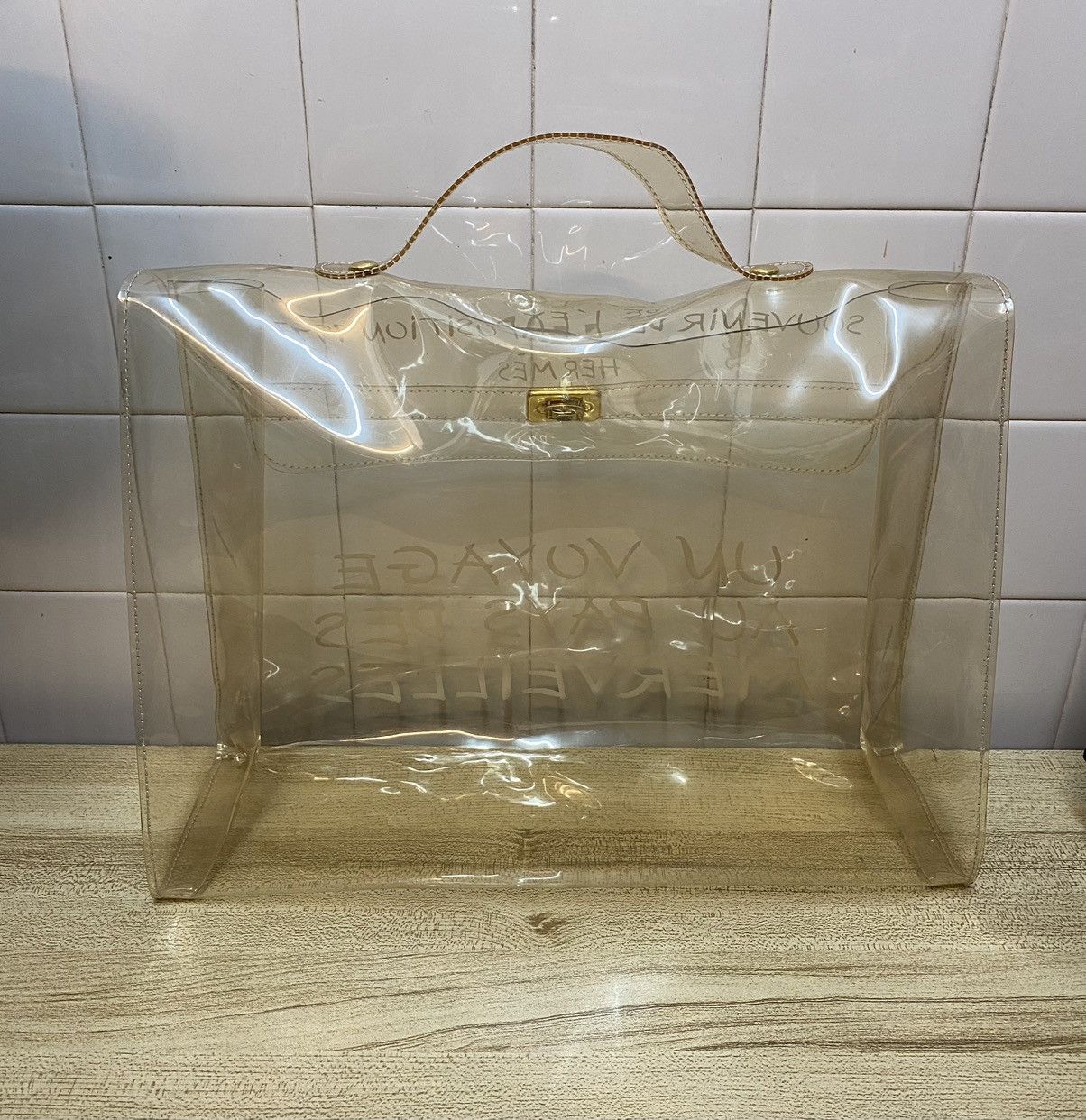 Designer × Hermes × Vintage HERMES Vinyl Kelly Beach Hand Bag Clear vintage 1997 Size ONE SIZE - 2 Thumbnail