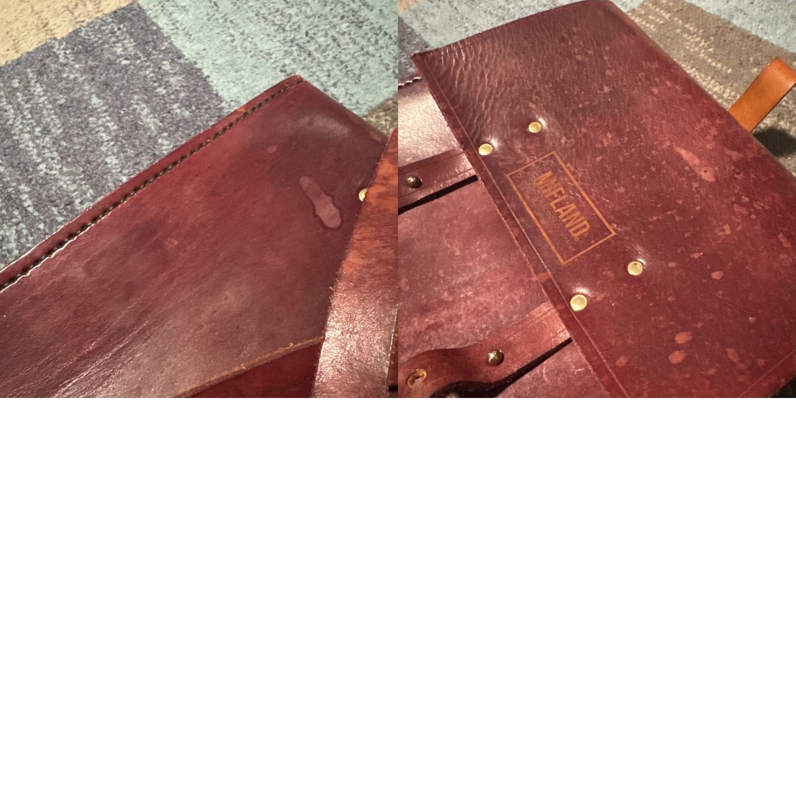 Vintage VINTAGE GENUINE MIFLAND LEATHER BAG BACKPACK US MADE W/ STRAP Burgundy Unisex Adults Large Backpack USA Theme 90s? Size ONE SIZE - 11 Thumbnail