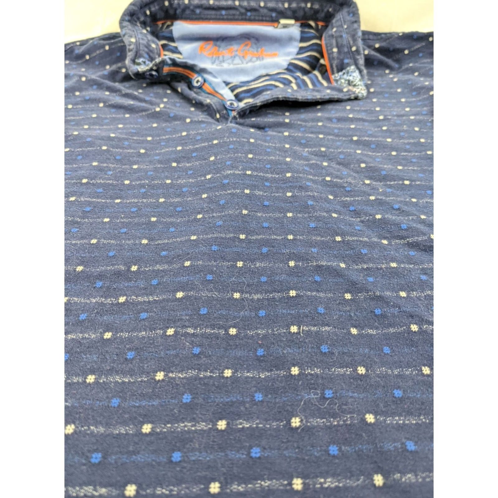 Robert Graham Robert Graham Polo Shirt Adult Medium Navy Blue Static Dot 3 Button Size US M / EU 48-50 / 2 - 5 Thumbnail