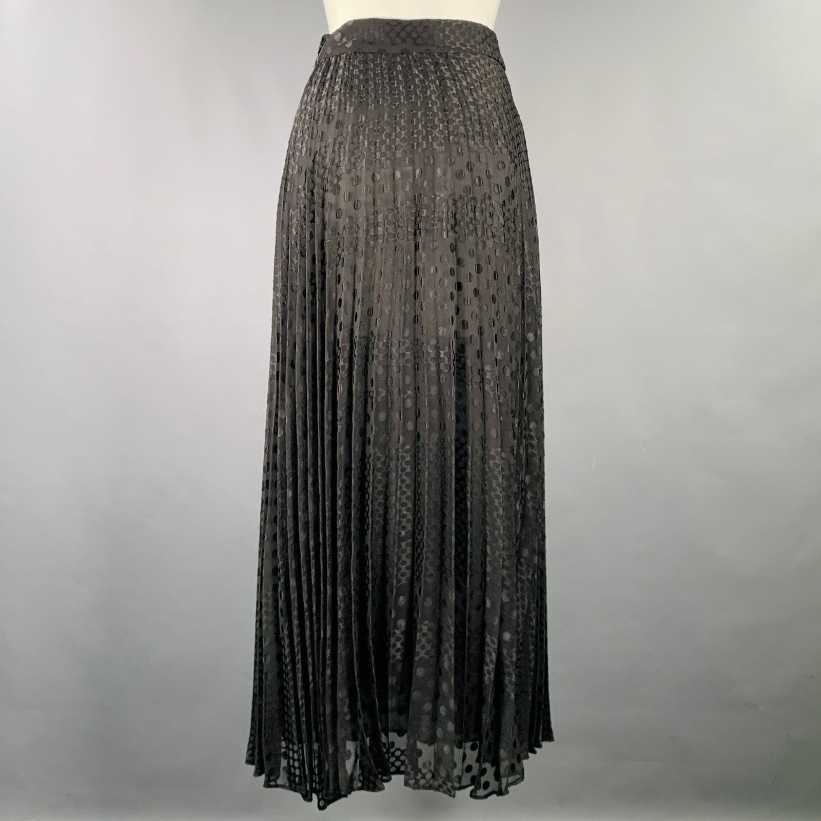 Emporio Armani Size 2 Black Polyester Viscose Dots Maxi Skirt Size 26" / US 2 / IT 38 - 3 Thumbnail