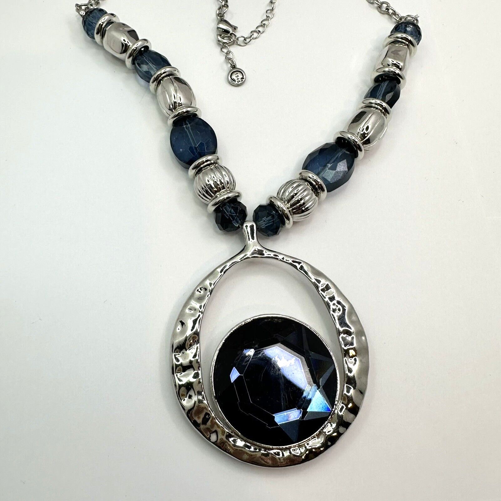 Other C 1946 Signed VTG Statement Necklace SilverChain Cobalt Blue Size ONE SIZE - 8 Thumbnail