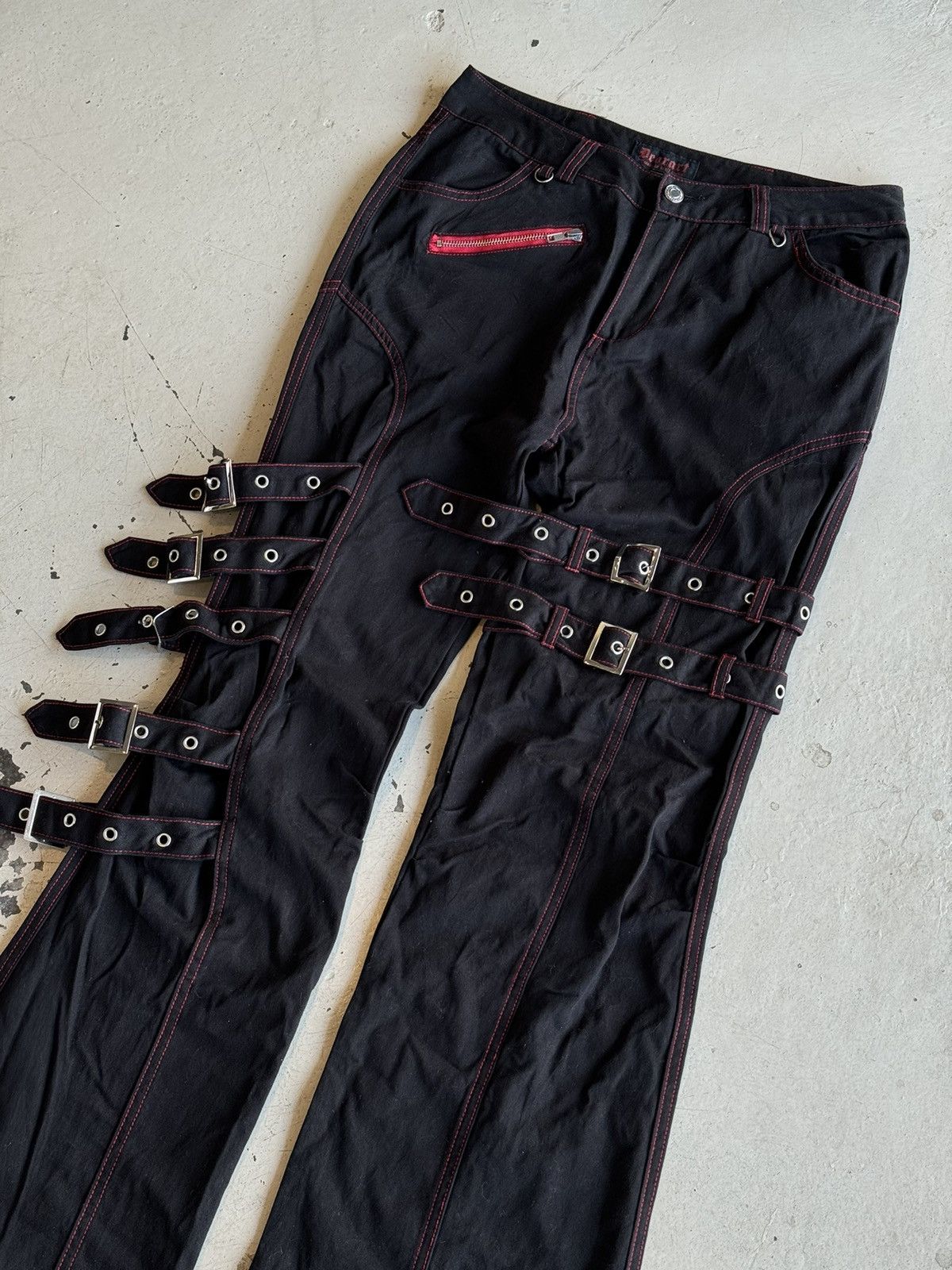 Japanese Brand Vintage Deorat Tactical Bondage Belt Riot Punk Flared Pants Size US 30 / EU 46 - 4 Thumbnail