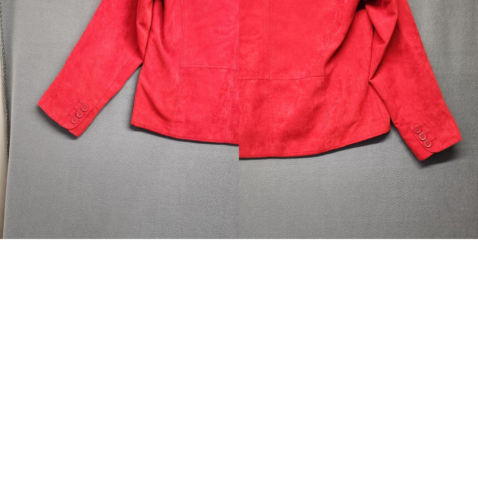 Vintage Studio Works Womens Blazer Jacket 12 Red 3 Button Notch Lapel Lined Faux Vegan Suede Classic Holiday Size XL / US 12-14 / IT 48-50 - 9 Thumbnail