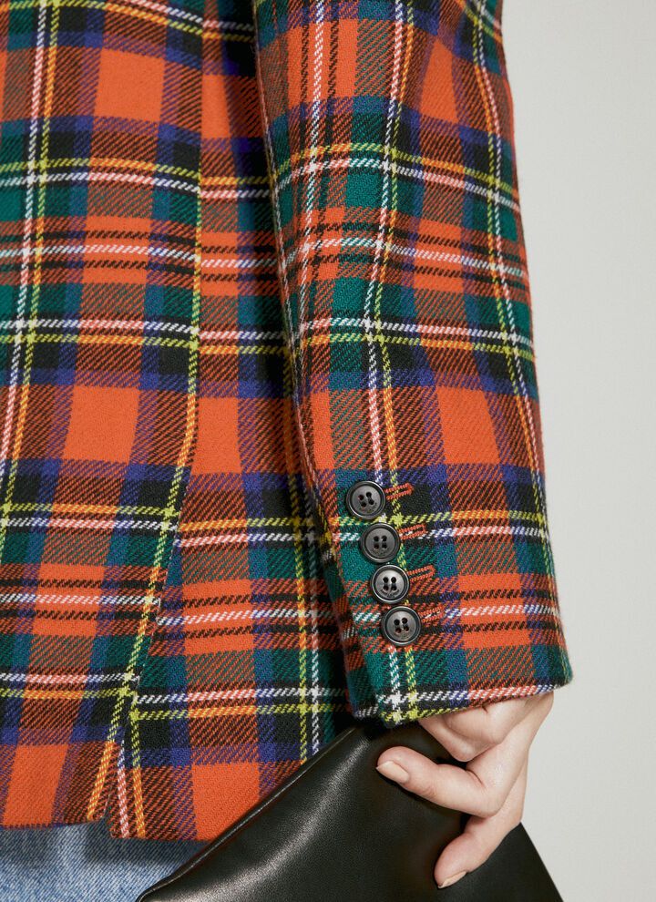 Saint Laurent Paris o1bcso1str1224 Oversized Jacket In Tartan Wool in Red Size XL / US 12-14 / IT 48-50 - 7 Thumbnail