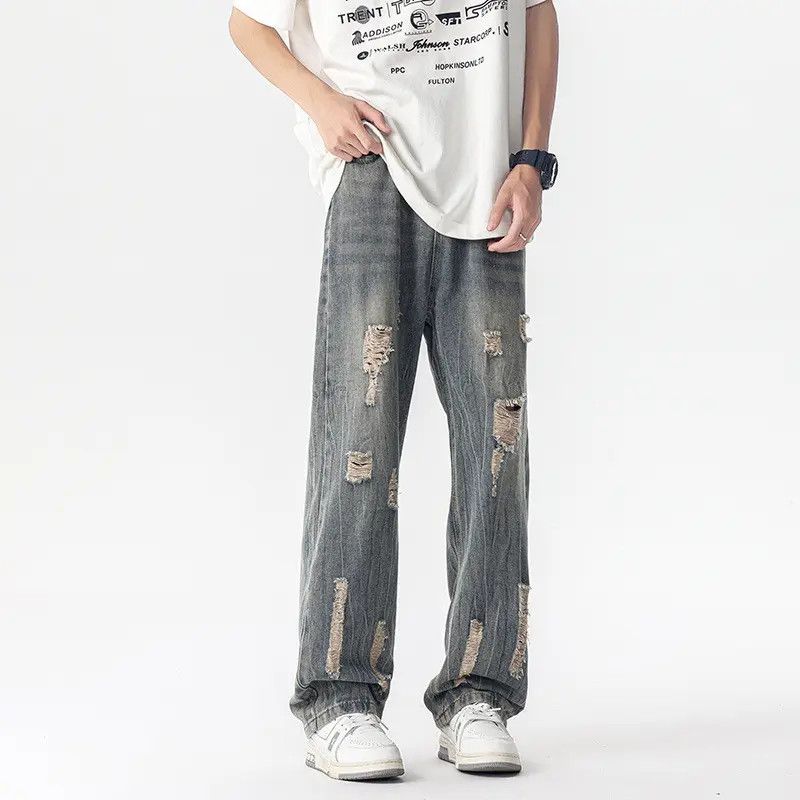 Japanese Brand × Jean Retro loose wide leg ripped jeans Size US 30 / EU 46 - 3 Thumbnail