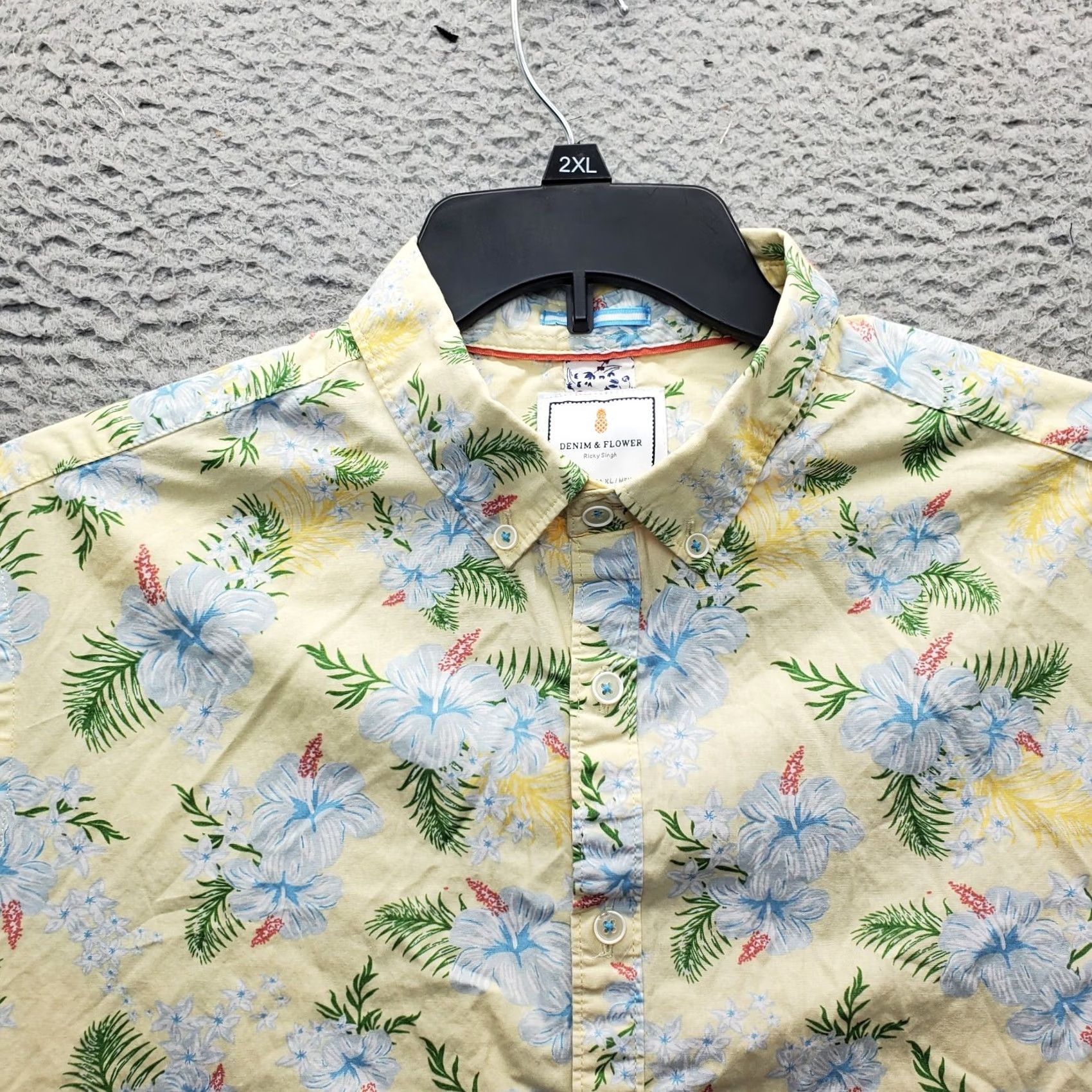Denime Denim & Flower Hawaiian Shirt Mens M Multicolor Floral Short Sleeve Button-Down Shirt Size US M / EU 48-50 / 2 - 5 Thumbnail
