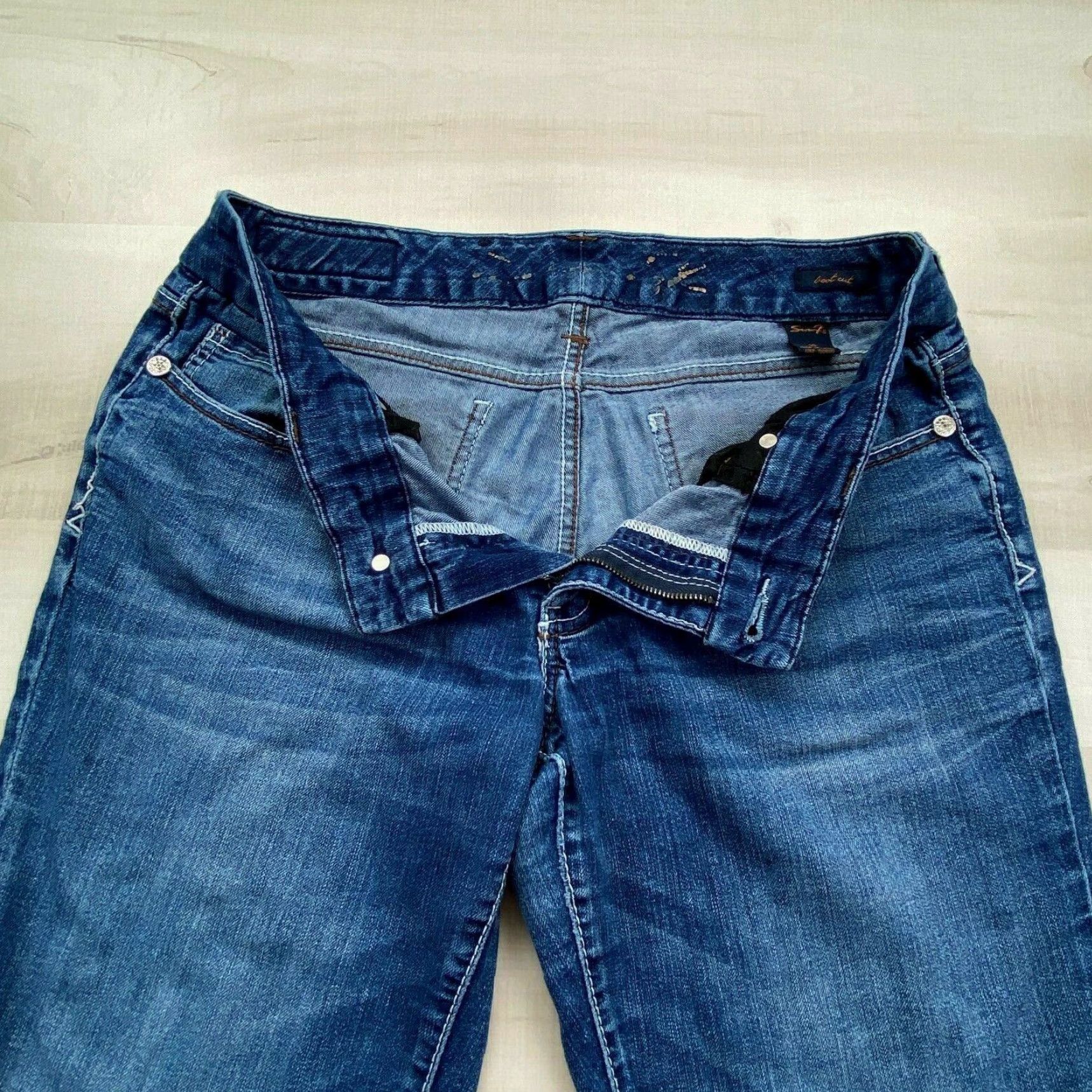 Vintage Seven7 Womens Bootcut Jeans 10 Extra Large 29x28 Mid Rise Medium Wash Embellished Pockets Size 32" / US 10 / IT 46 - 3 Thumbnail