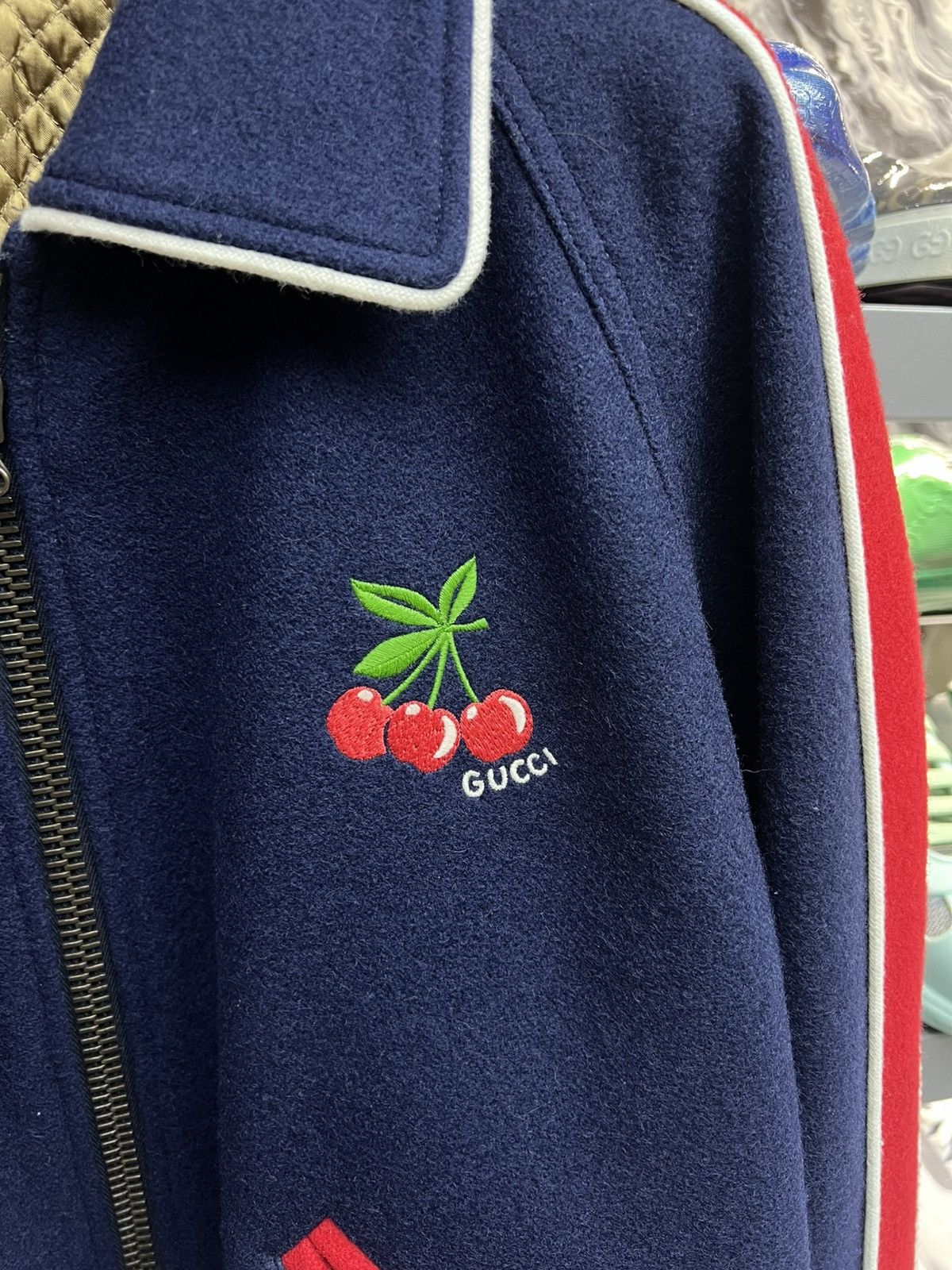 Gucci Gucci Cherry Navy Bomber Jacket Size US M / EU 48-50 / 2 - 6 Thumbnail