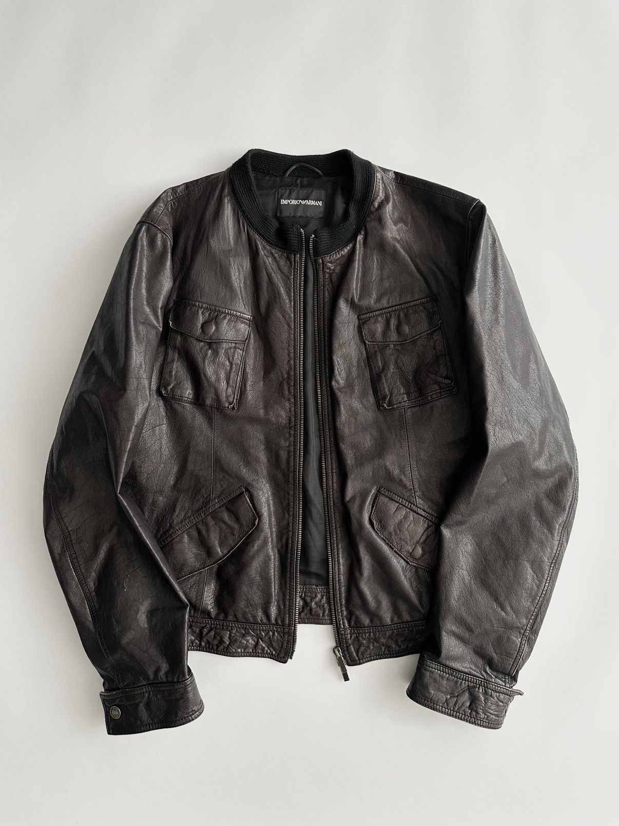Emporio Armani × Vintage 90s Emporio Armani Double Zip Leather