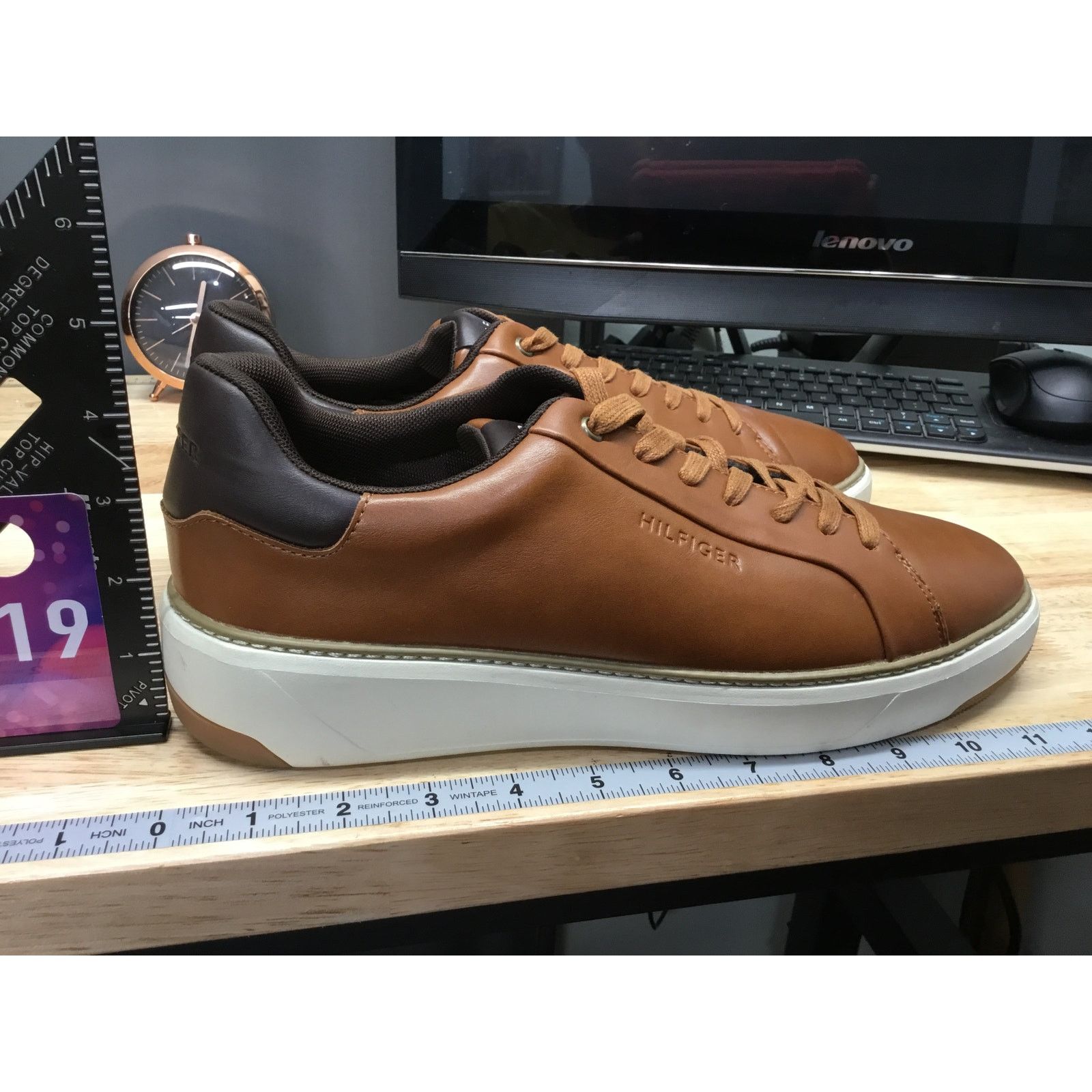 Tommy Hilfiger Tommy Hilfiger Sneaker Men 10.5 Brwn Leather Lace Up Low Top Size US 10.5 / EU 43-44 - 2 Thumbnail