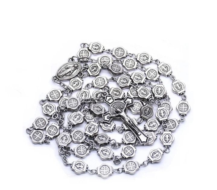 Jewelry × Other Saint Benedict Rosary Necklace Chain Catholic Church Jesus Size ONE SIZE - 6 Thumbnail