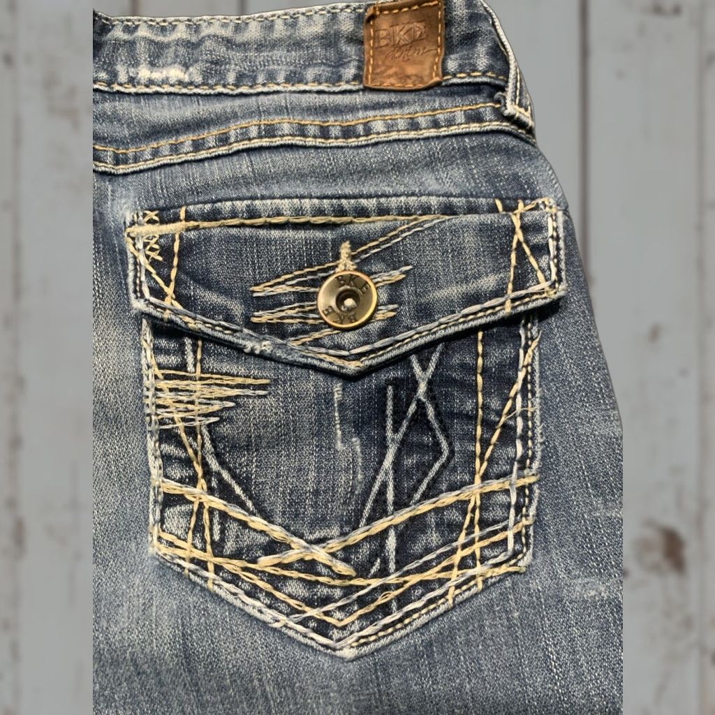 Vintage Buckle BKE Womens Jeans Flared 28x34 Blue Low Rise Stretch Denim Fall Winter Spring Size 28" / US 6 / IT 42 - 1 Thumbnail